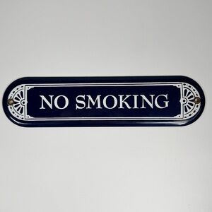 Vintage Blue and White No Smoking Sign